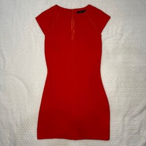 Zara Bright Red Mini Dress, size XS S, Stretch, Short Sleeve - NWOT